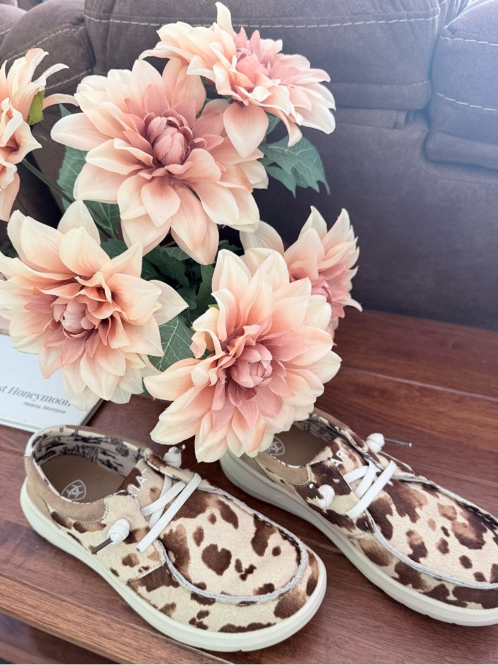 Cow Print Slip-On Sneakers with Cream Soles